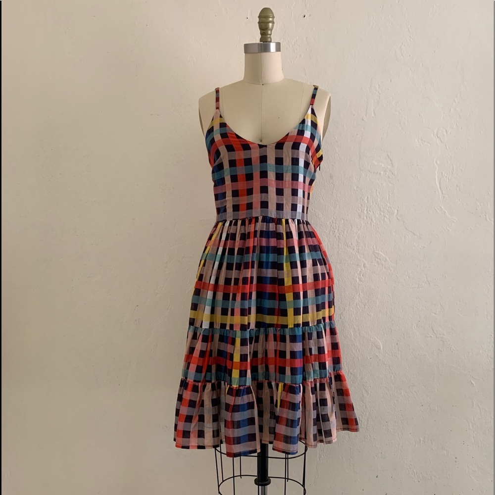Multi Color Plaid Ruffle Sun Dress